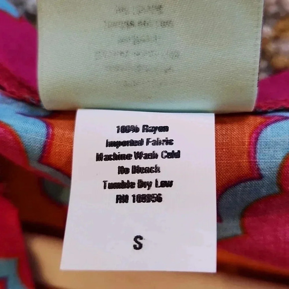 Haley & the Hound long sleeve pink and orange diamond print blouse Size Small - Picture 6 of 6